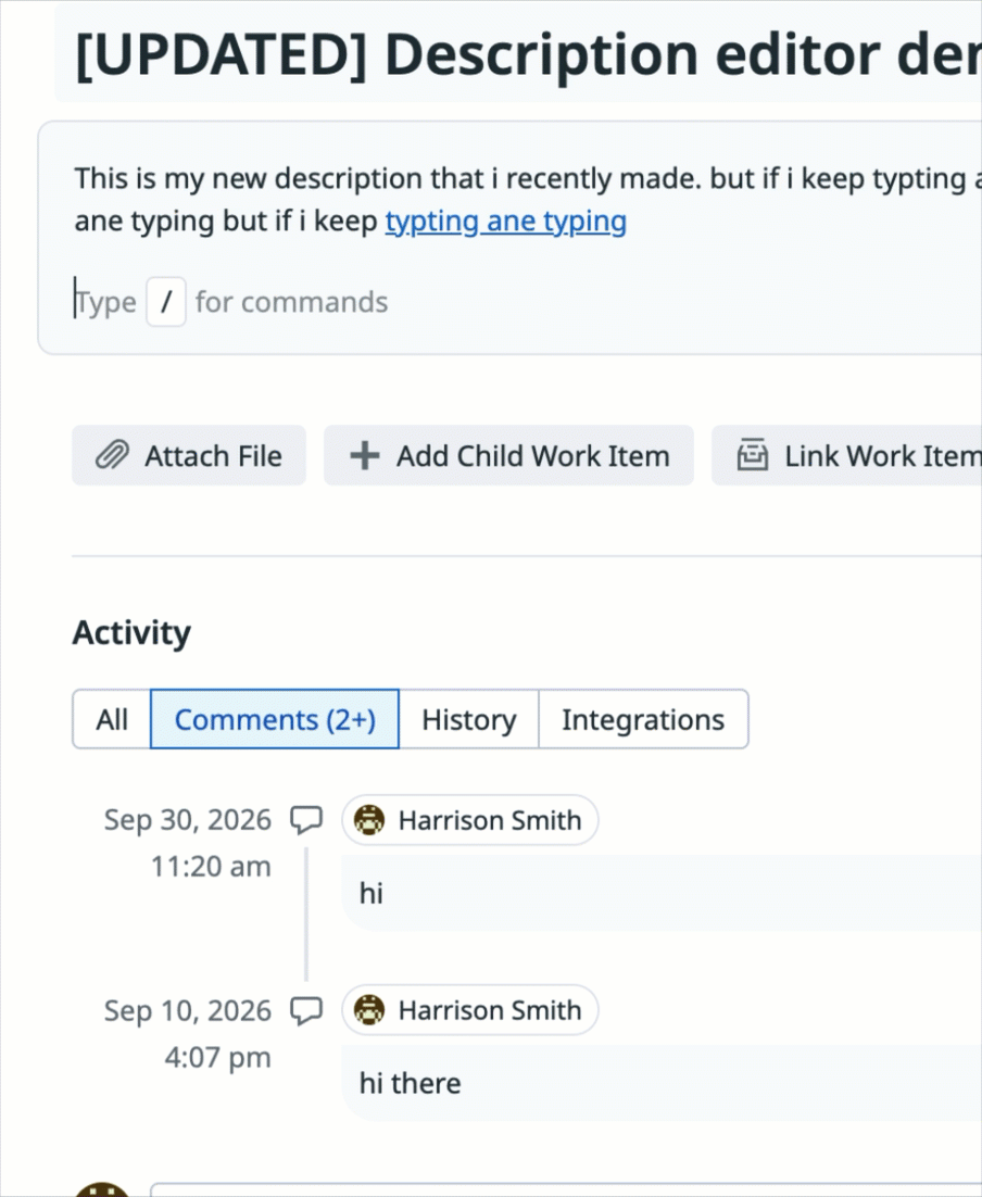 Typing / to open the slash command menu