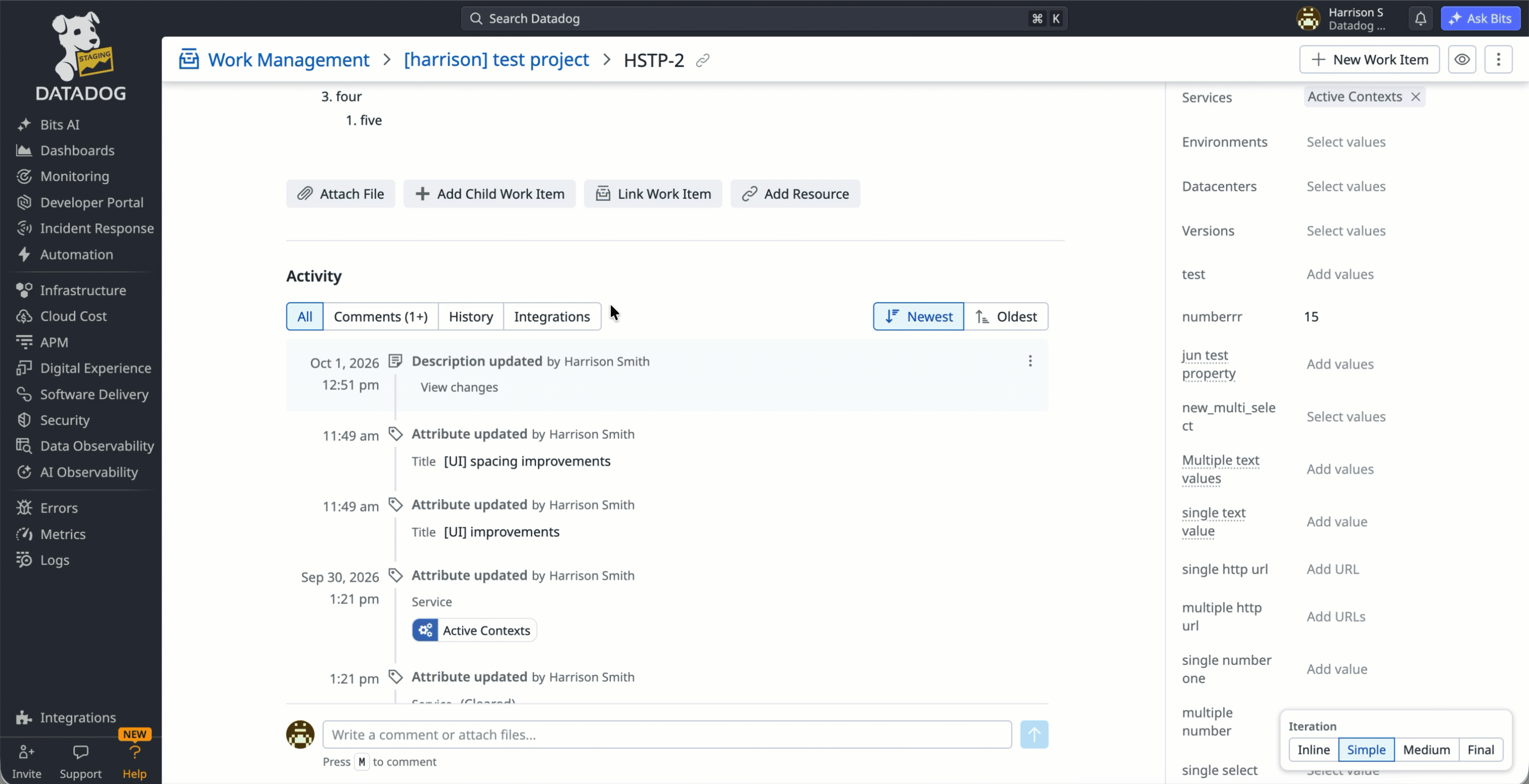 A modal showing a single previous version of the description